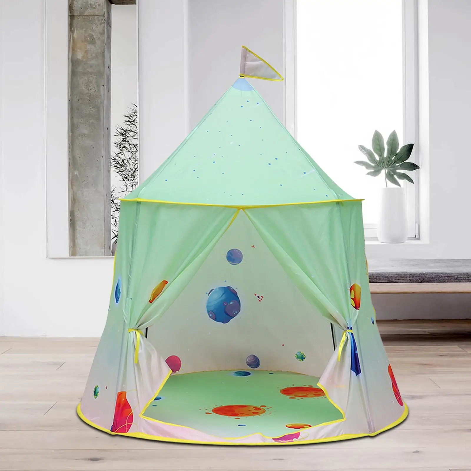 Space Themed Children Play Tent Kids Play House Spaceship Tent Playhouse Tent Foldable Castle for Camping Indoor Kids Gifts