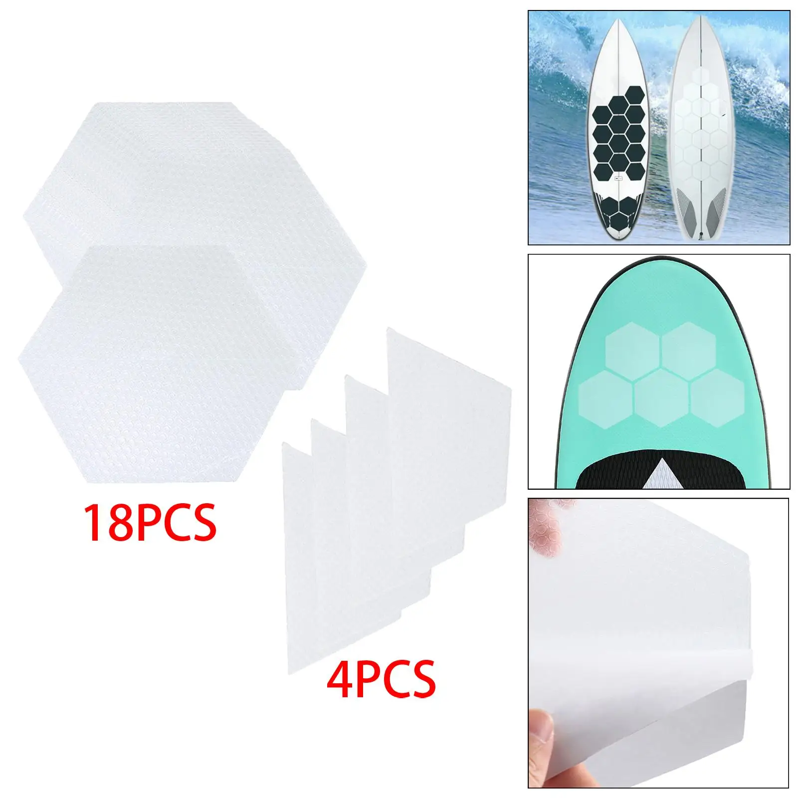 Surfboard Traction Pads Foot Strap Surfpad Non Slip Mat Honeycomb Hole Adhesive Surf Deck Pads Surfing Accessory White
