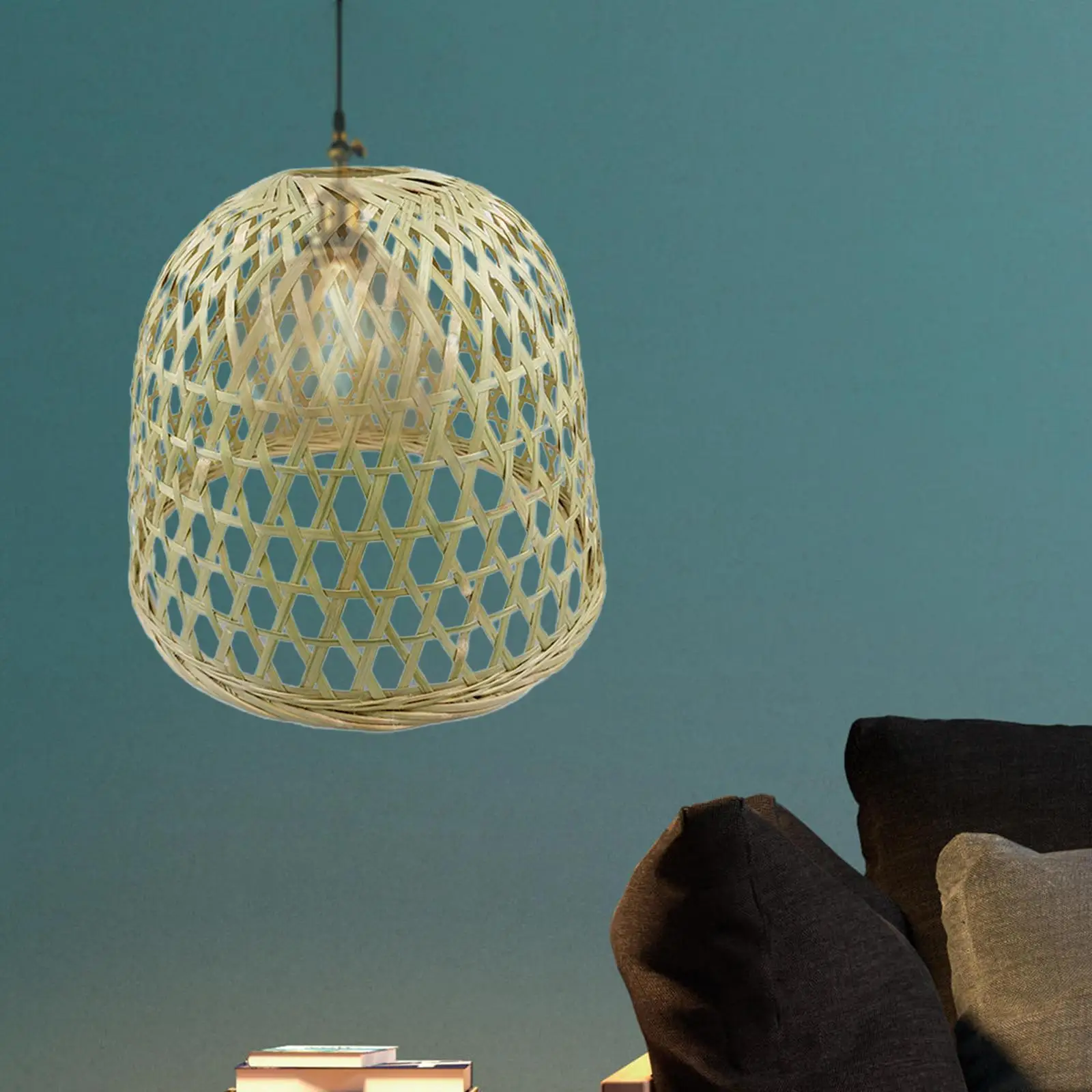 Bamboo Handmade Pendant Light Lamp Cover Hanging Light Fixture Handwoven for Dining Room