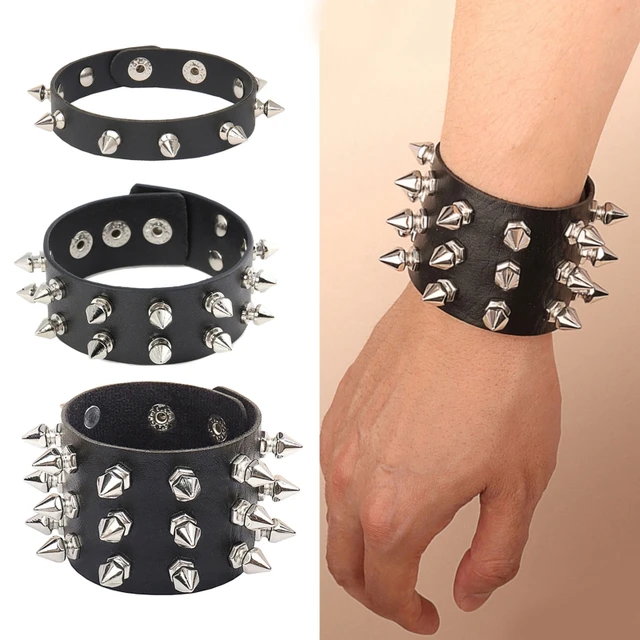 Heart Star Spike Leather Bracelet Mens Wristband Women Punk Rock Bangle  Goth Jewelry Cosplay Emo Gothic Accessories 2023 New - AliExpress