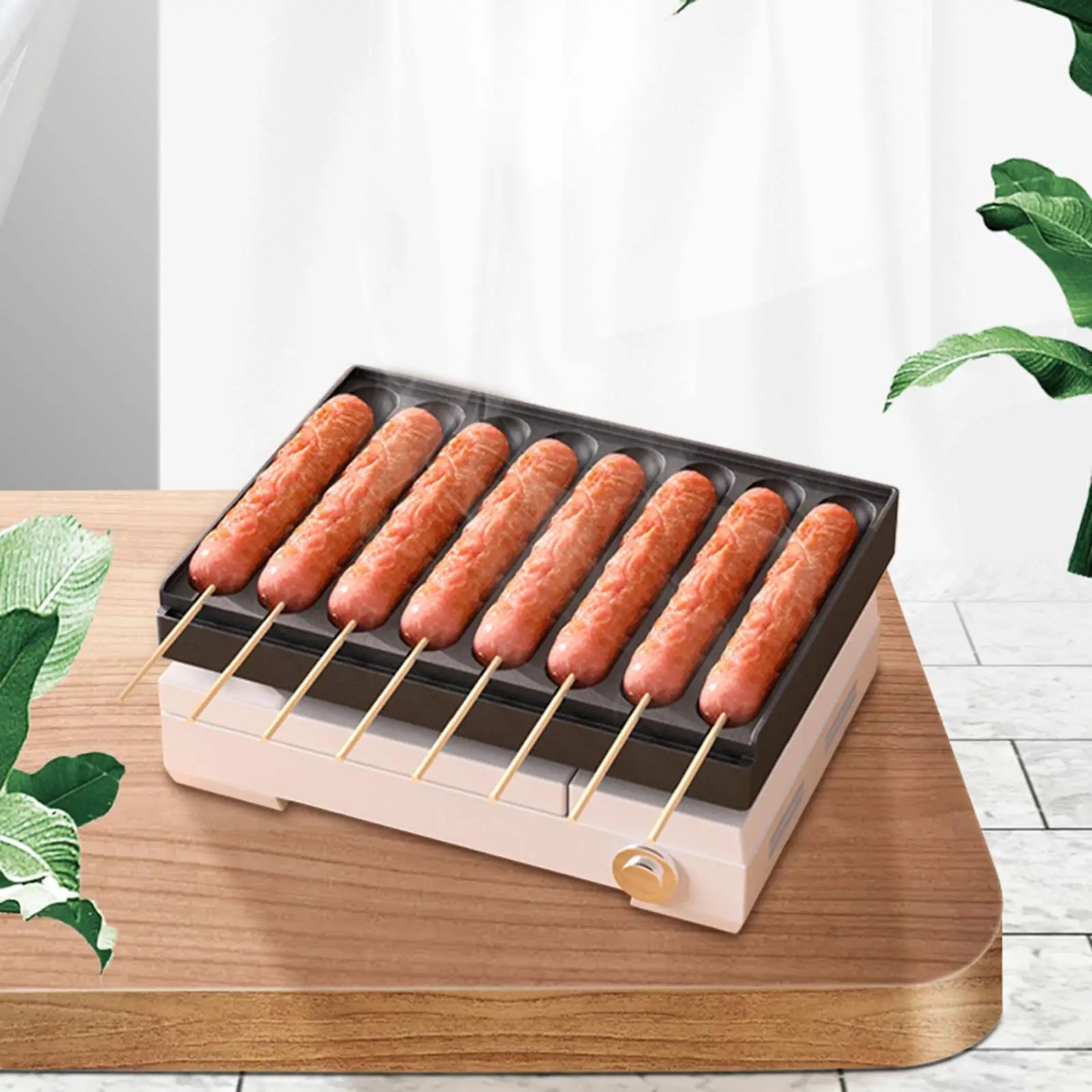 8 Cavity Sausage Pan Aluminum Alloy Nonstick Square Grill Pan Waffle Corn Dog Maker Hot Dog Maker for Breakfast Kitchen