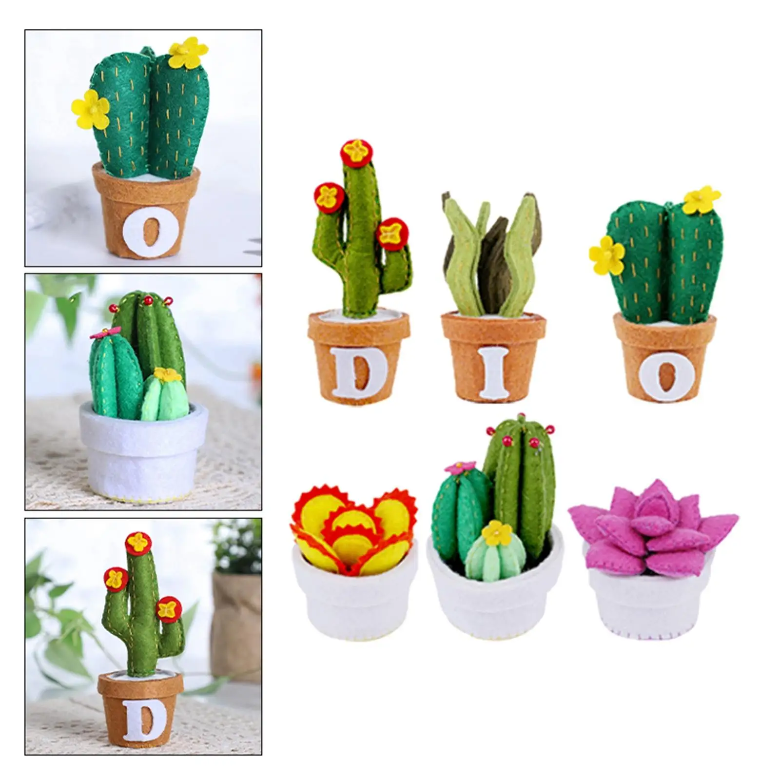 Creative DIY Felt Succulent Plant Craft Kit Cut Free Small Bonsai Mothers Day Gift for Halloween Beginner Children Room New Year