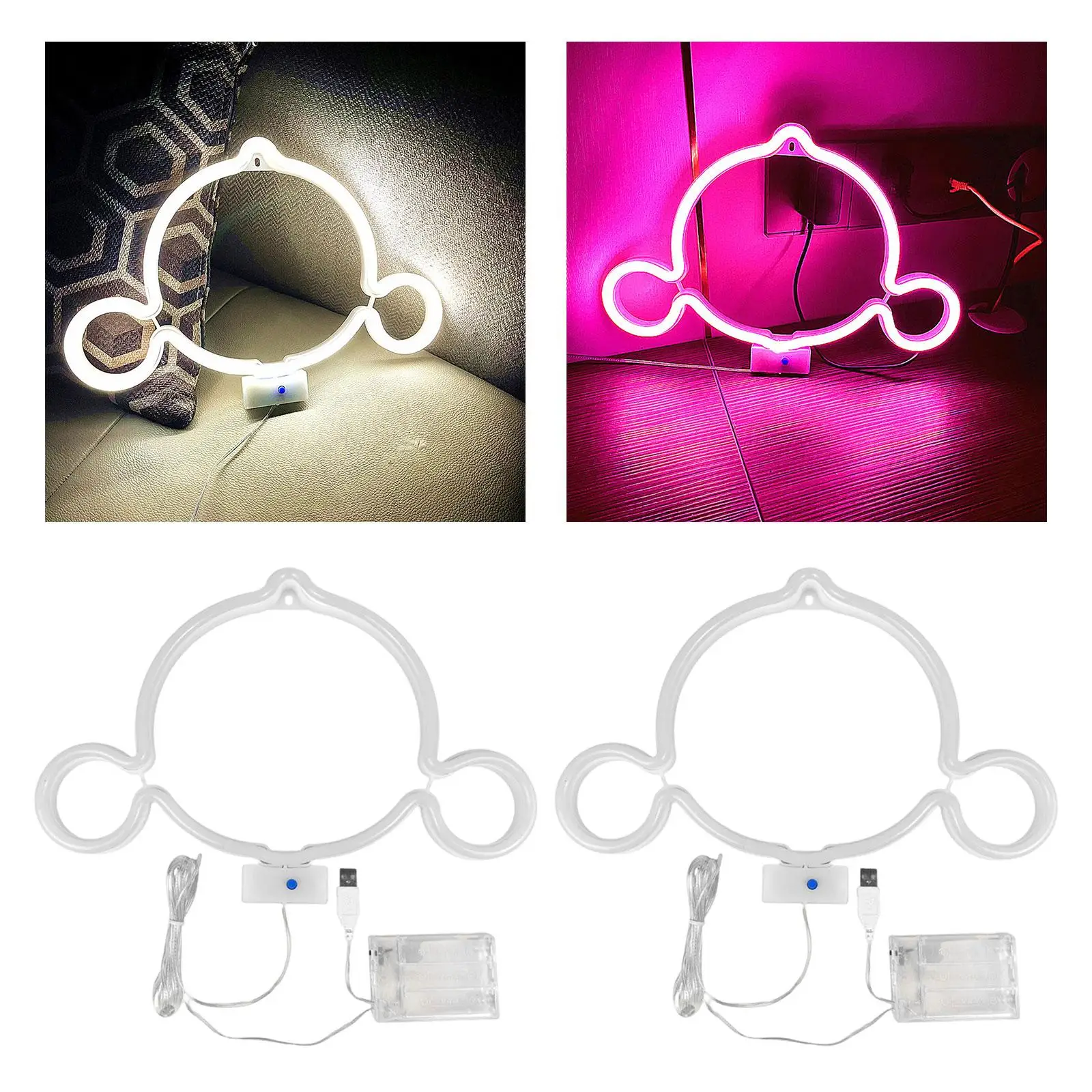 Monkey Neon Sign Light Elf Glowing USB Present Desk Lamp Decorative Lights for Wedding Holiday Decoration Photo Prop Party Favor