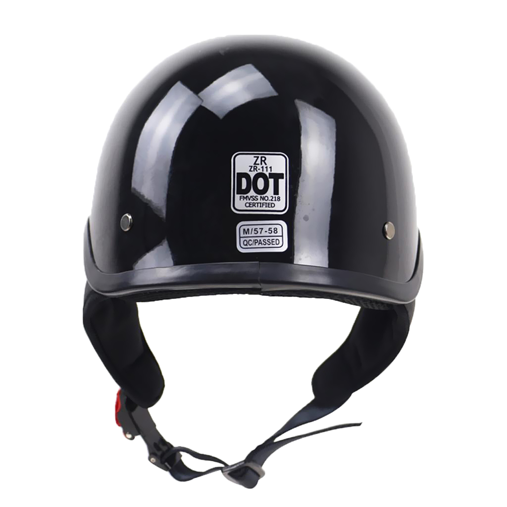 Bright Black DOT Motorcycle Half Helmet with Drop Visor for Cruiser Chopper Biker