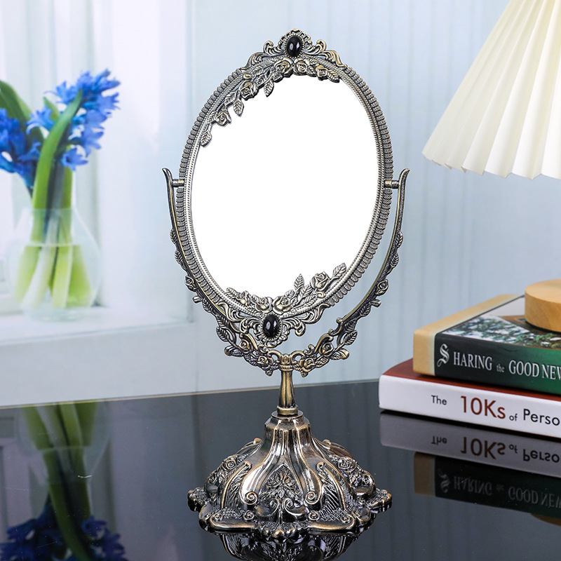 Best of Vintage Mirror Vintage Makeup Desk Mirror Two Sided Swivel Desktop Oval Mirror With Metal Embossed Frame And Stand Bedroom Ins Reviews & Tips