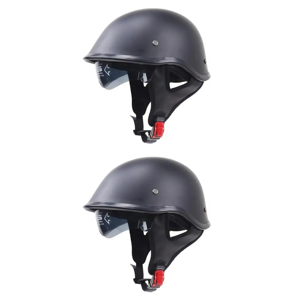 Matte Black Motorcycle Open Face Half Helmet DOT Drop Down Sun Visor M