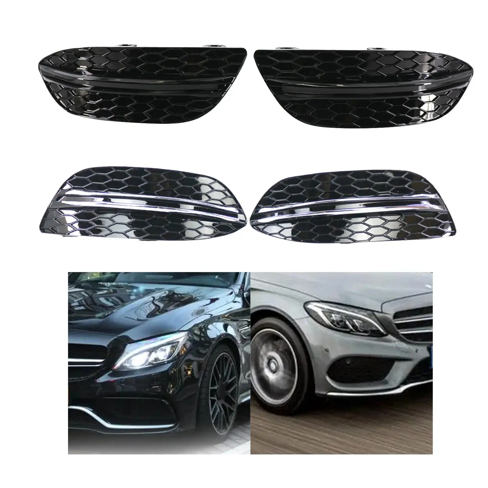 2Pcs Fog Lamp Cover Set Replacement for Mercedes C Class W205