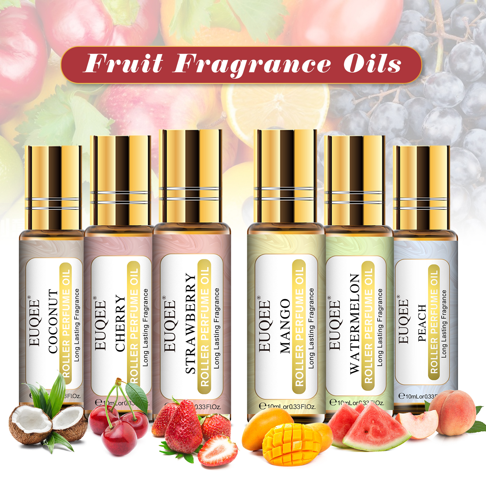 Best of EUQEE 10ml Fruit Fragrance Oil Strawberry Watermelon Mango Cherry Coconut Peach Roller Fragrance Oils DIY Soap Candle Bath Bombs Reviews & Tips