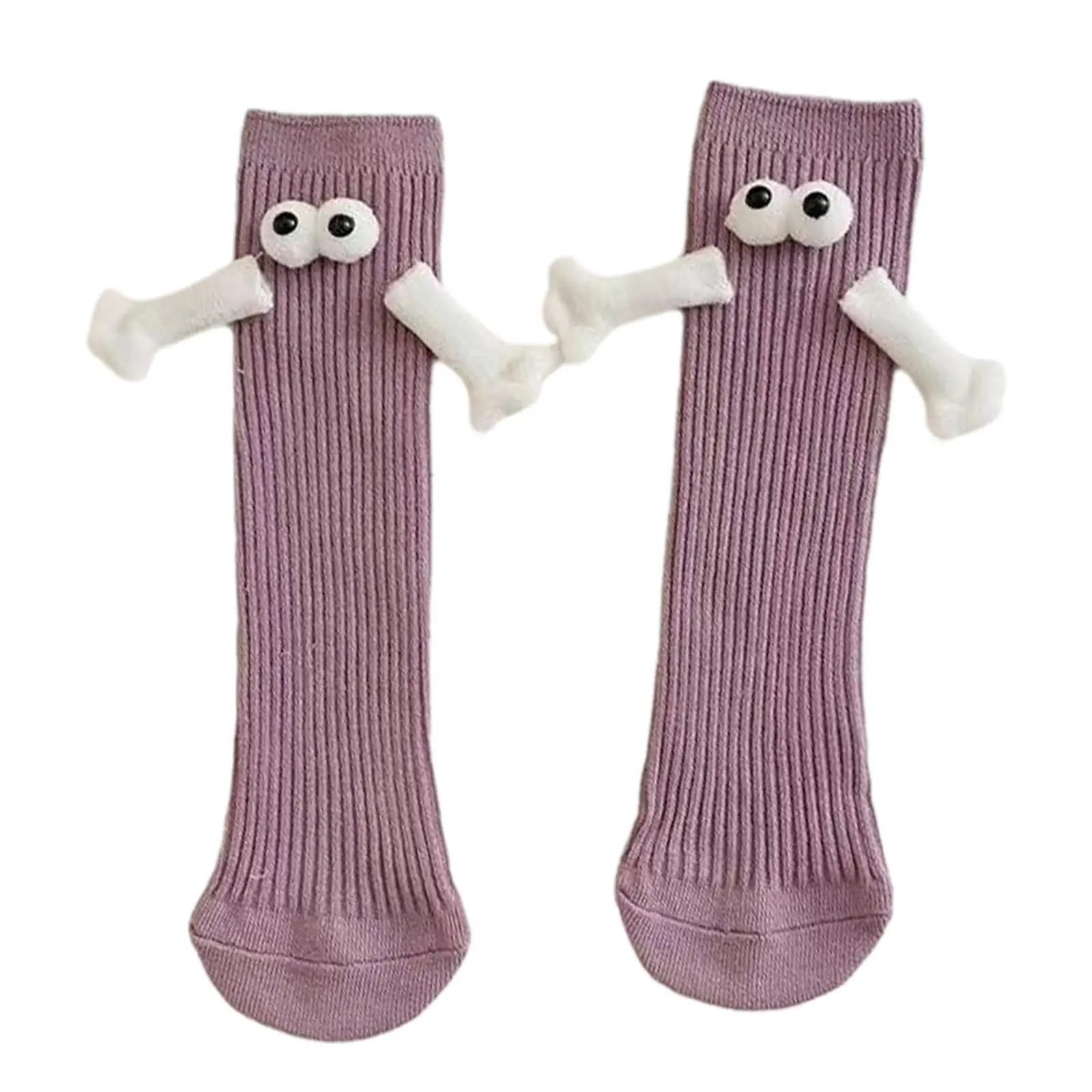 Mid Tube Socks Magnetic Friendship Socks Funny Novelty Socks 1 Pair 3D Doll Eyes Couple Socks for Friends Lovers Sisters