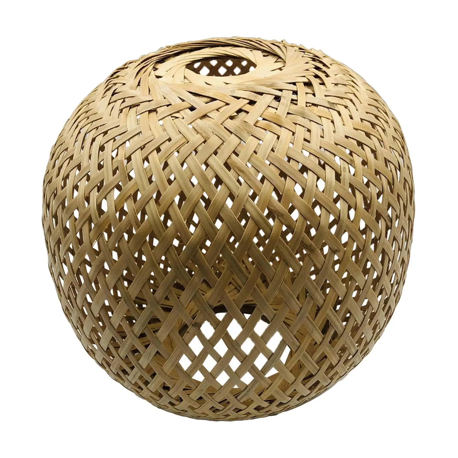 Round Pendant Light Cover Ceiling Light Fixture Droplight Handwoven Bamboo Lamp Shade for Nursery Dorm Bedside Table Lamp Office