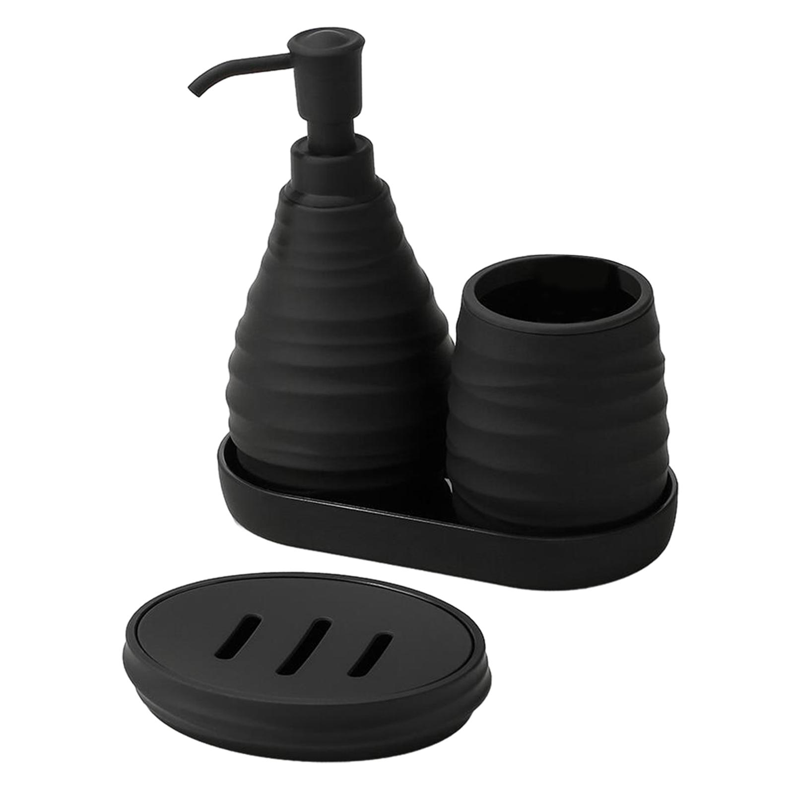 4Pcs Bathroom Accessories Set for Homes Hotels Matte Black Countertop Decoration Housewarming Gift Stylish Designs Bath Set