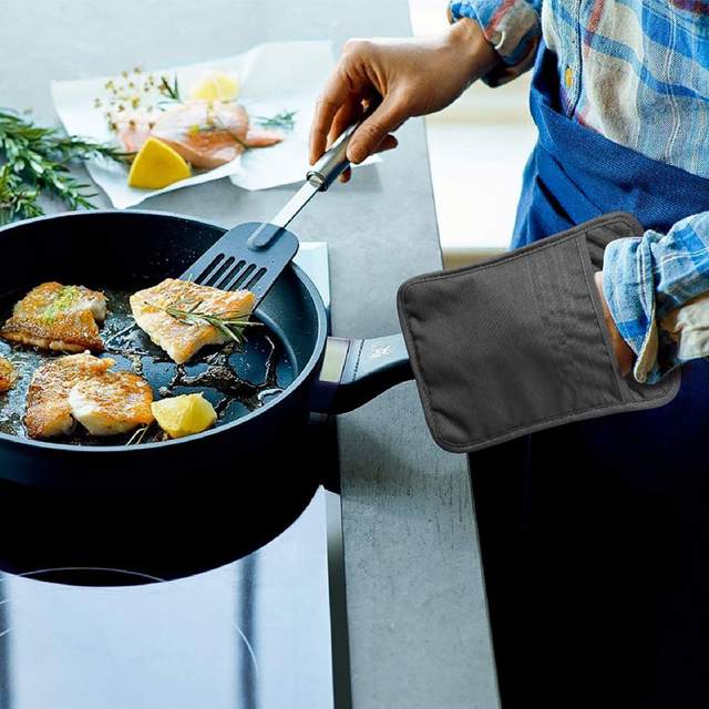 6Pcs Pot Holder with Pocket for Kitchen Black Pocket Pot Holder