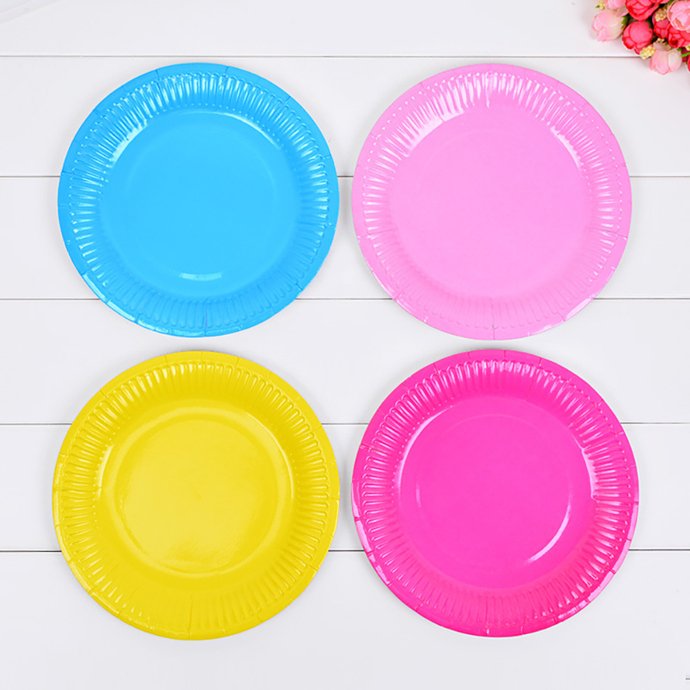 Description Picture 3 of item10 PCS Solid Color Disposable Paper Tray Eco-friendly Cardboard Diameter 18cm High quality white cardboard Handmade props
