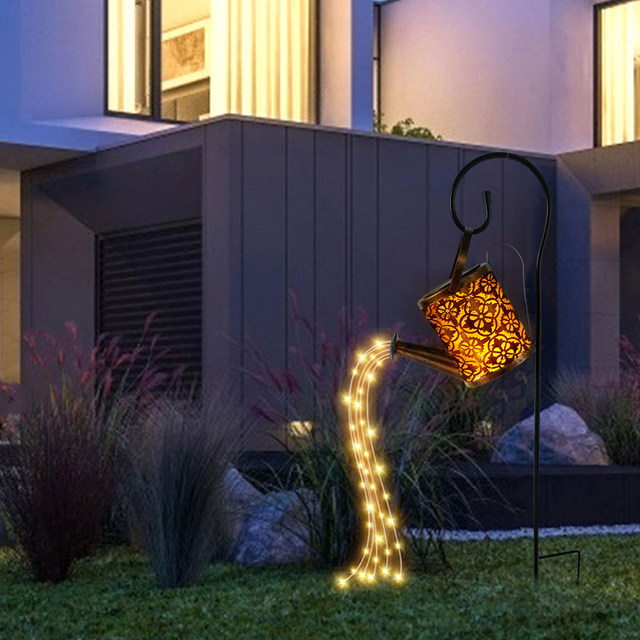 Guirlande Lumineuse Solaire En Forme D'arrosoir - 90 LED, Batterie 1200 MAh, étanche IP65 - Déco Jardin, Terrasse, Balcon - 8