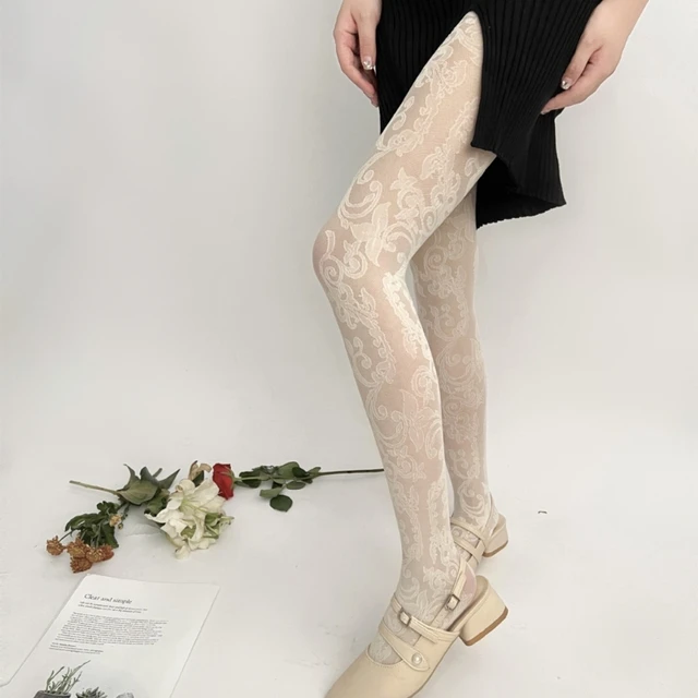 Women Stockings High Tight Sexy Lingerie Clear Sock Pantyhose with Rose  Pattern 13MC