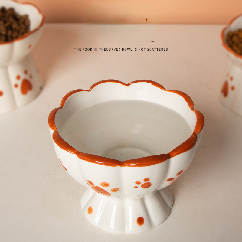 Title 6, Cat Ceramic Food Bowl Elevated Pet Drinking Eat...