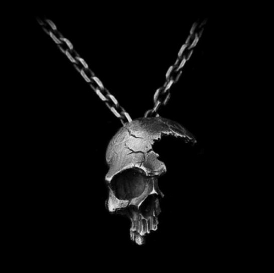 Vintage Half Face Skull Necklace