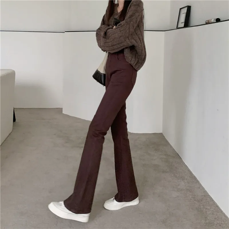 all-match sólido simples elegante calças mujer outono