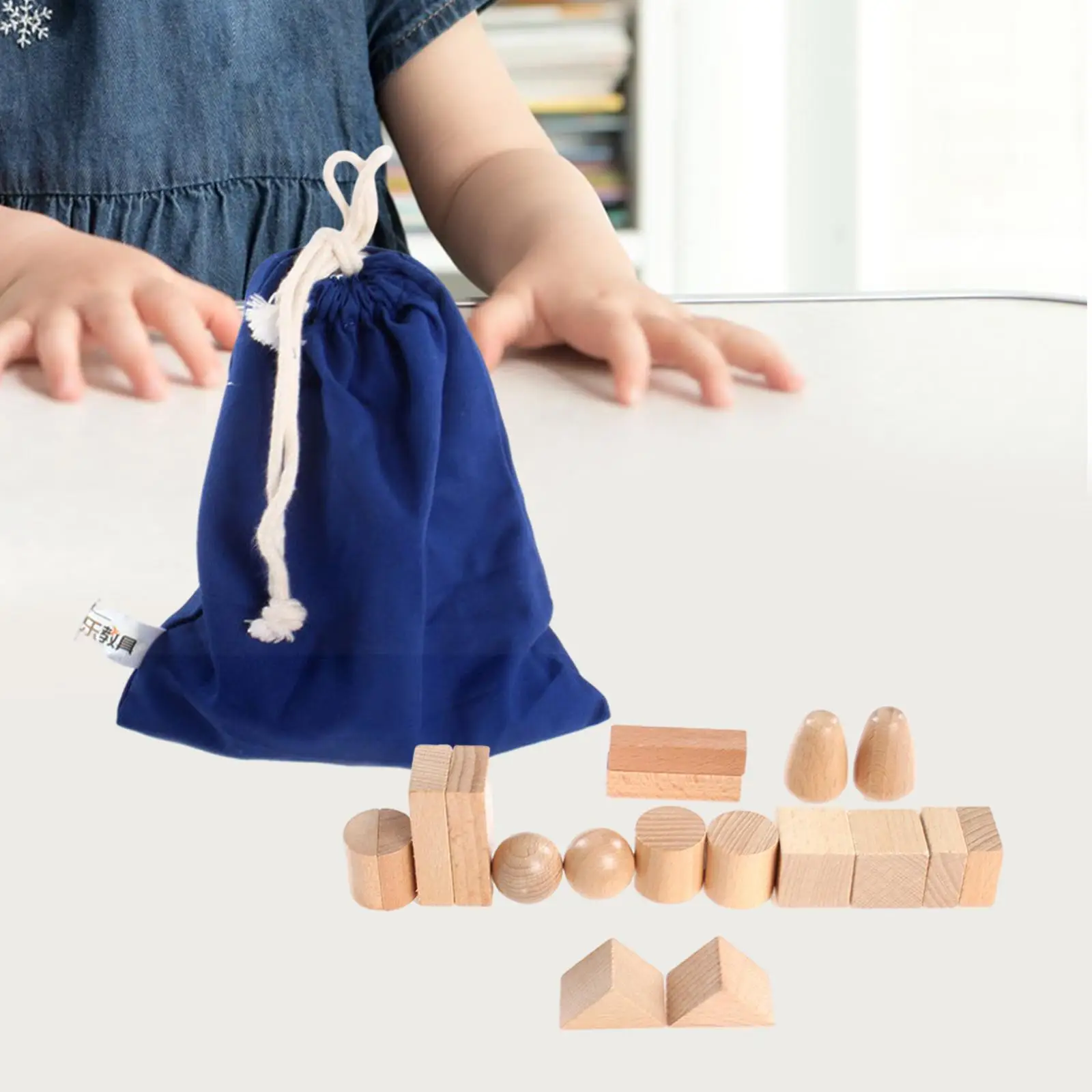 18x Wooden Geometry Blocks Building Blocks Set Educational Toys DIY for Kids