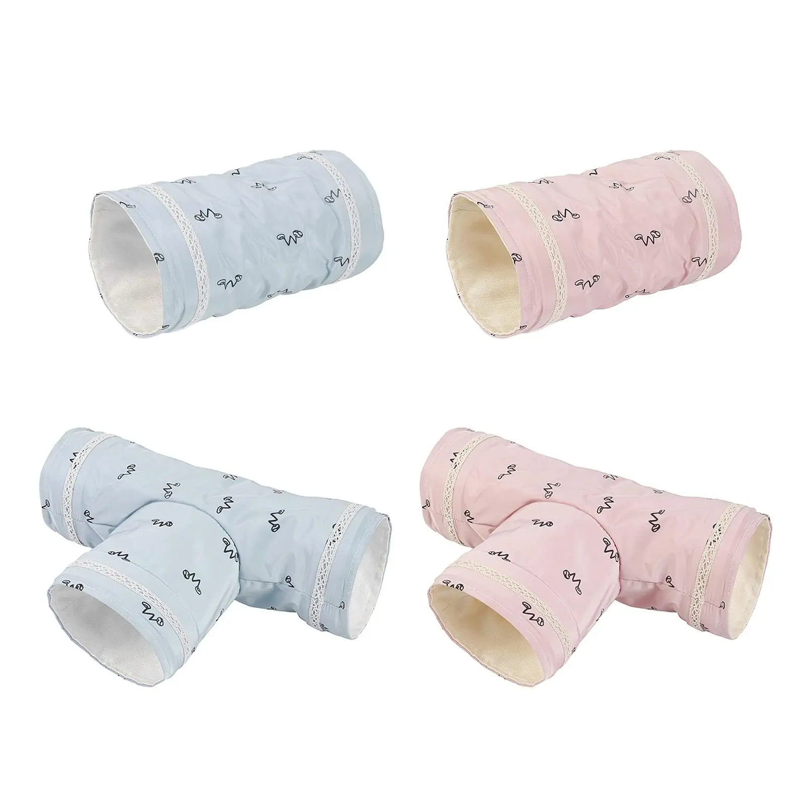 Bunny Tunnels Tubes 2-Way/3-Way Collapsible Bunny Hideout Small Animal Activity Tunnel Toys for Dwarf Rabbits Guinea Pigs Kitty