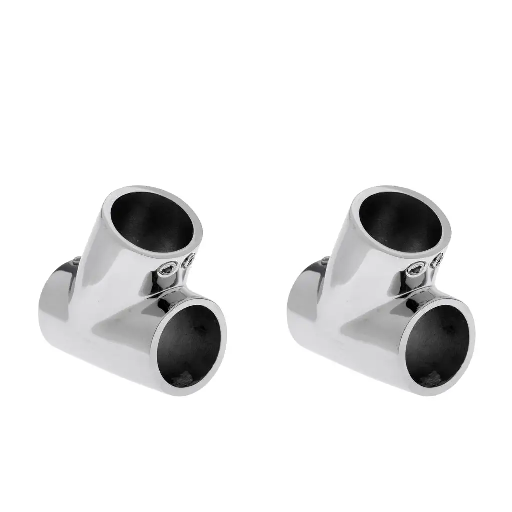 2 Pieces Boat Hand Rail 60 Degree Tee Fittings - 316 Marine Stainless Steel