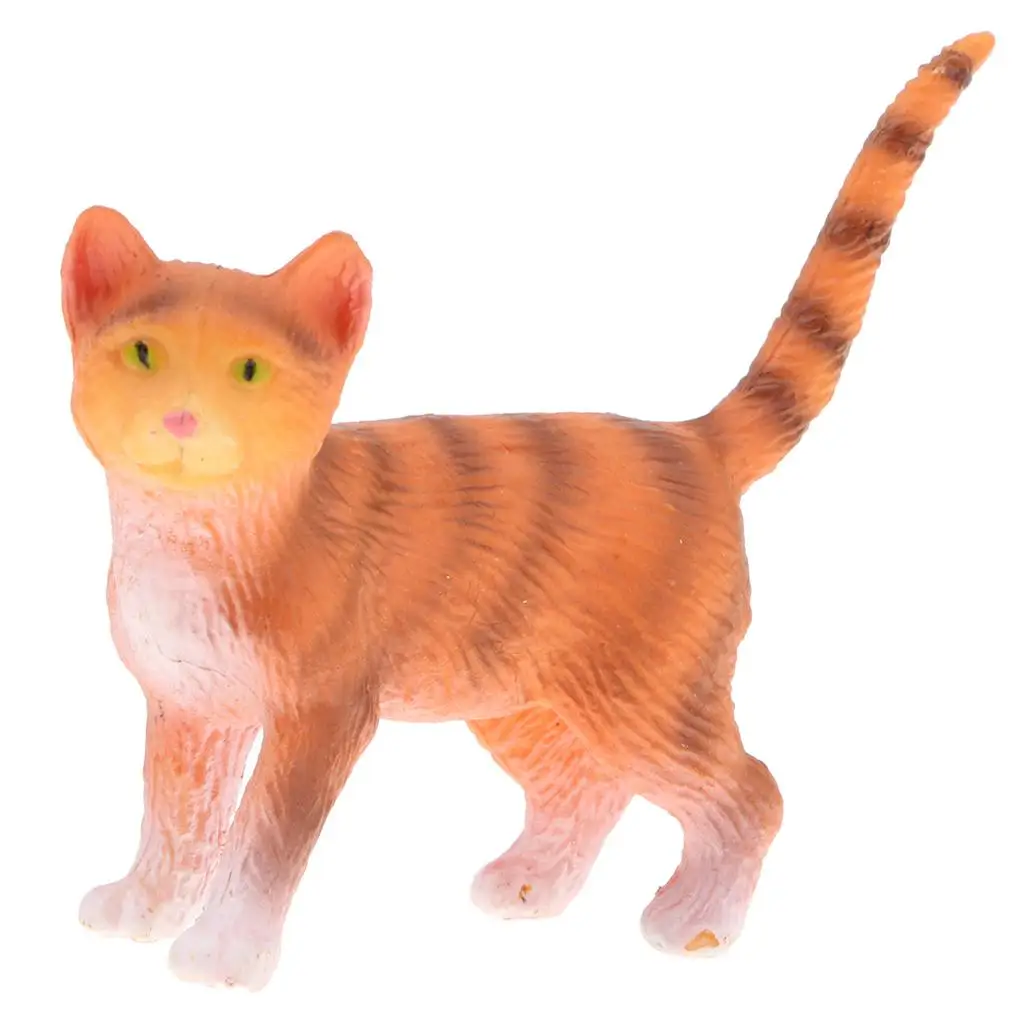 Plastic Lifelike Orange Cat Model Figure Toy for Kids Party Favor Presents
