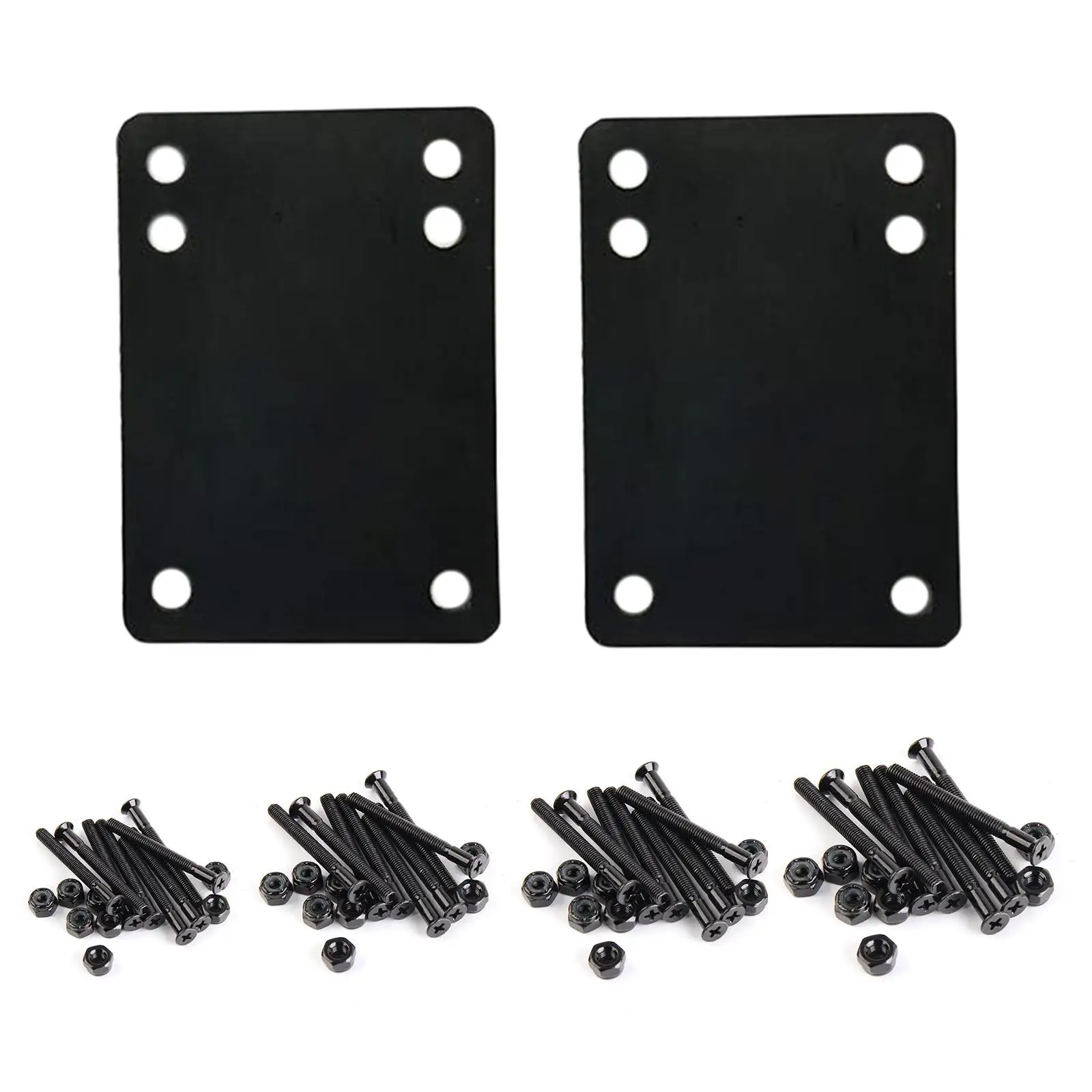 8x Deluxe Skateboard Truck Screws Deck Bolts Nuts Riser Shock Pads Rise Pad
