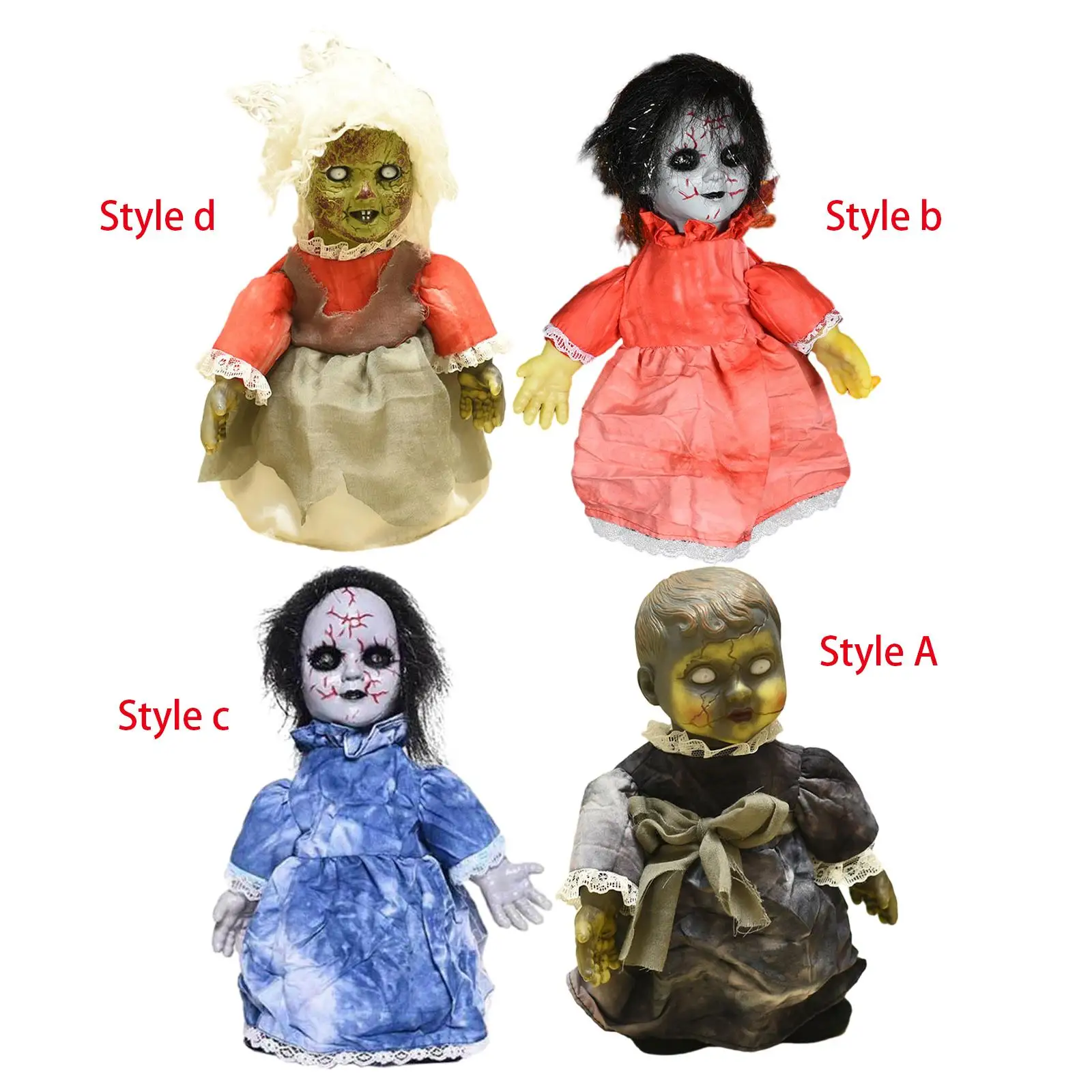 Creepy Halloween Dolls Holiday Decor Terror Decoration Toy Light up Eyes Haunted Doll for Home Indoor Outdoor Halloween Bar