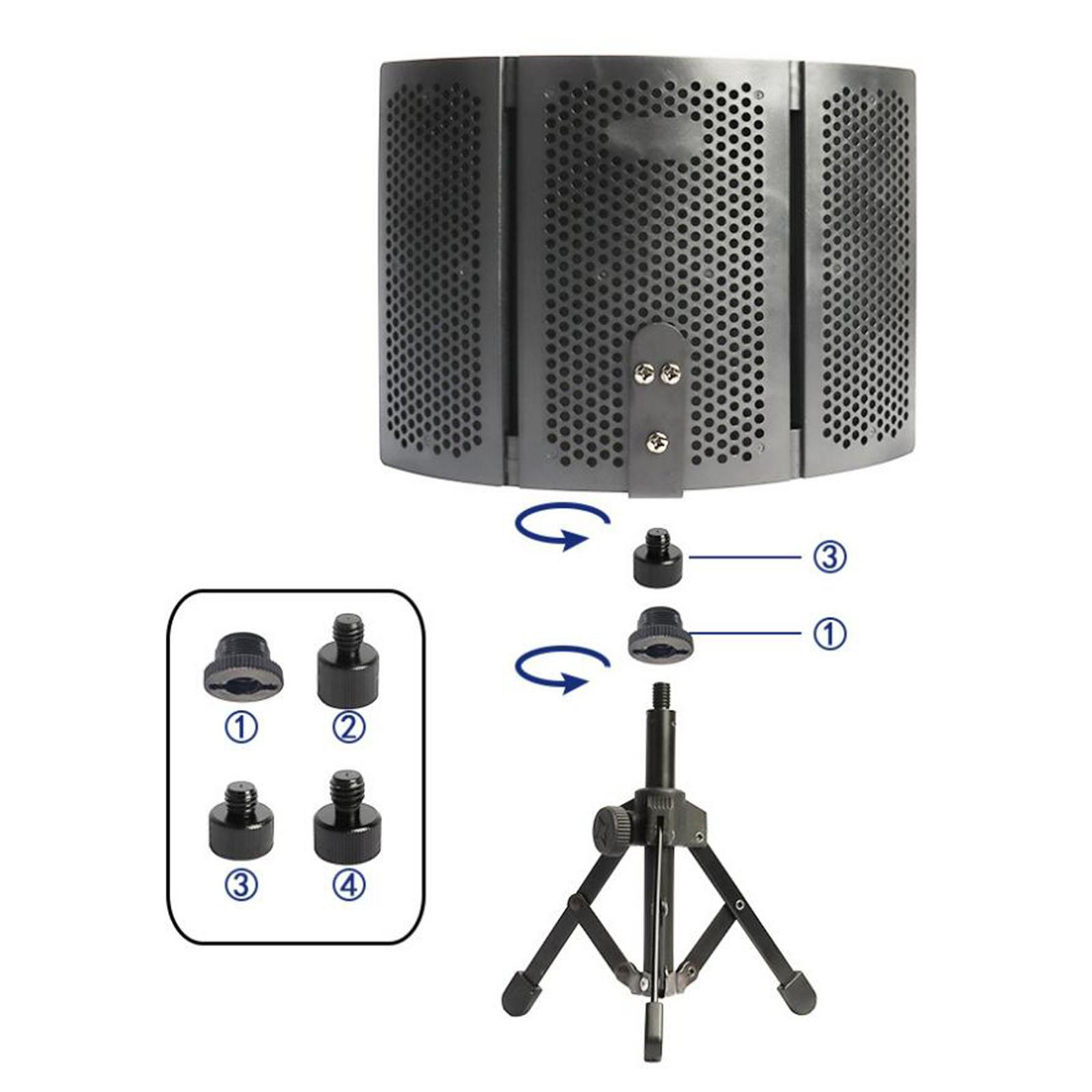 Microphone Screen with Stand Adjustable Mic Sound Dampening Foam