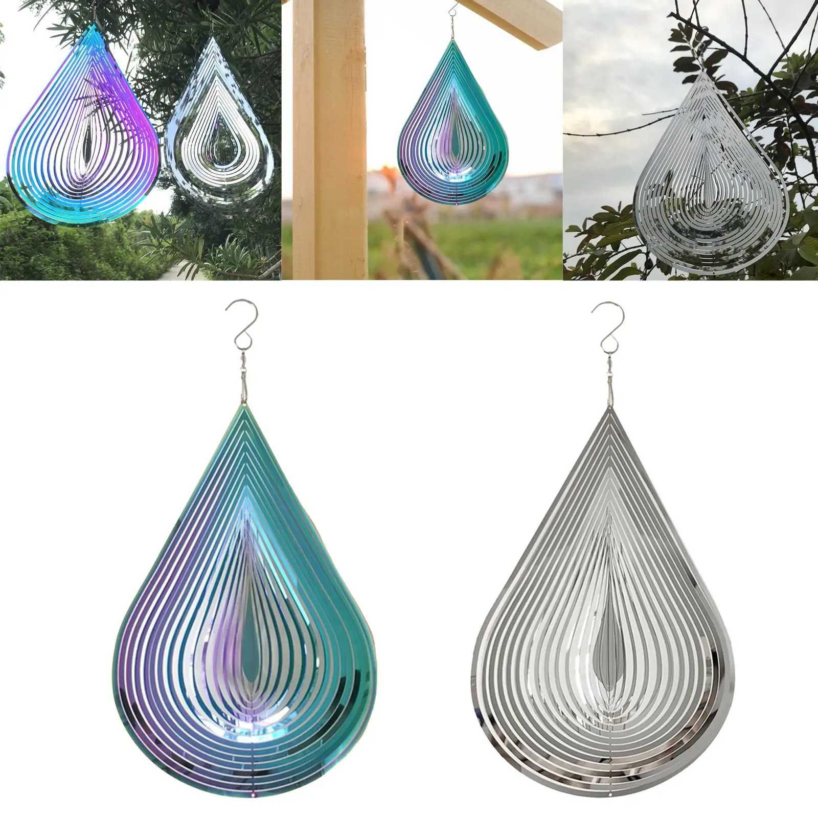 Wind Chimes Commemorate Ornament Swivel Water Drop Shape Wind Bell for Birthday Indoor