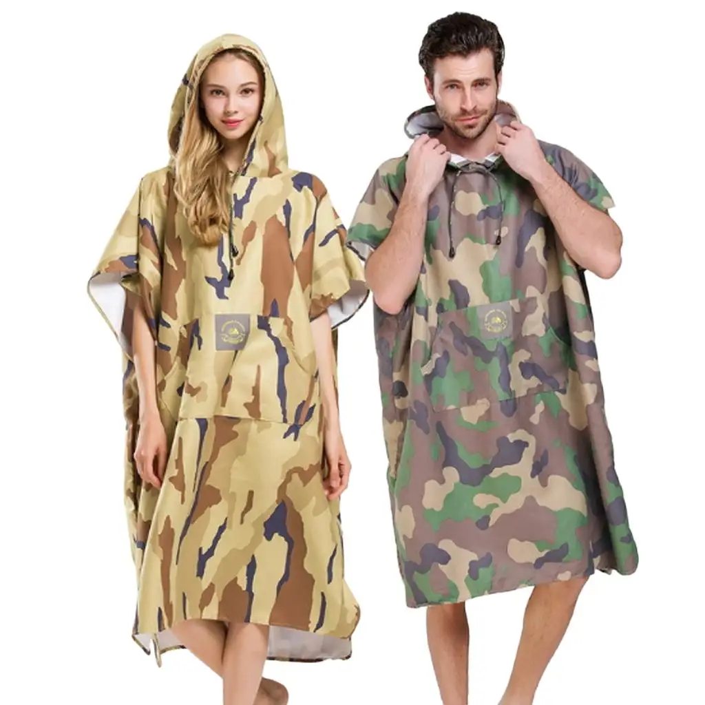 Beach Surf Poncho,  Wetsuit Changing Towel Robe with Hood for for Surfing Swimming Bathing Men and Women - 2 Colors Optional