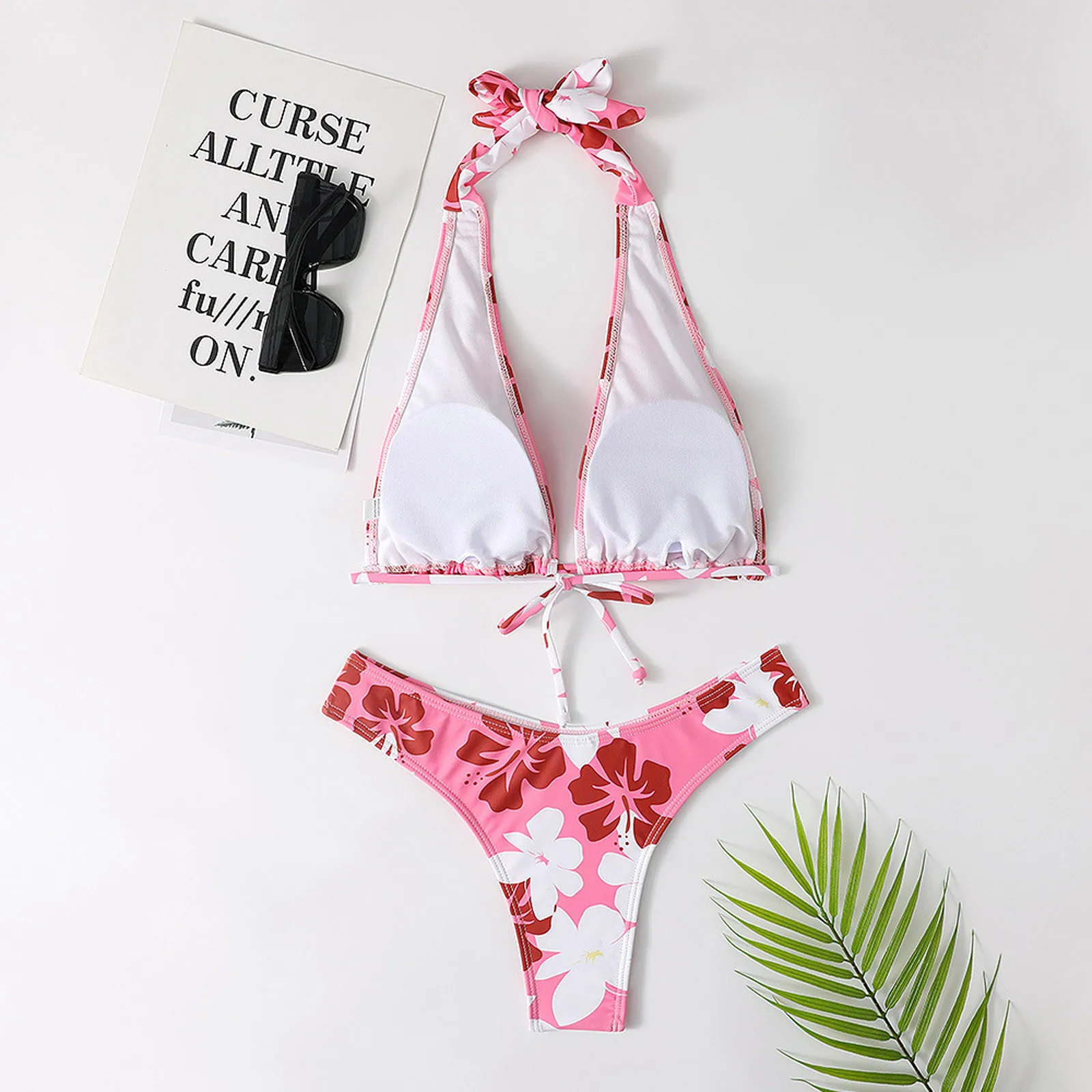Tanie Damski strój kąpielowy seksowny kwiatowy Print bandaż strój kąpielowy 2 sztuka strój sklep