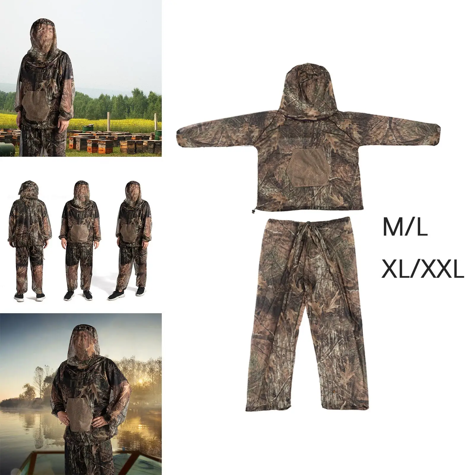 proof Adventure Clothes with Coat Pants, Net Mesh Protection for Camping Cycling Fishing Hiking