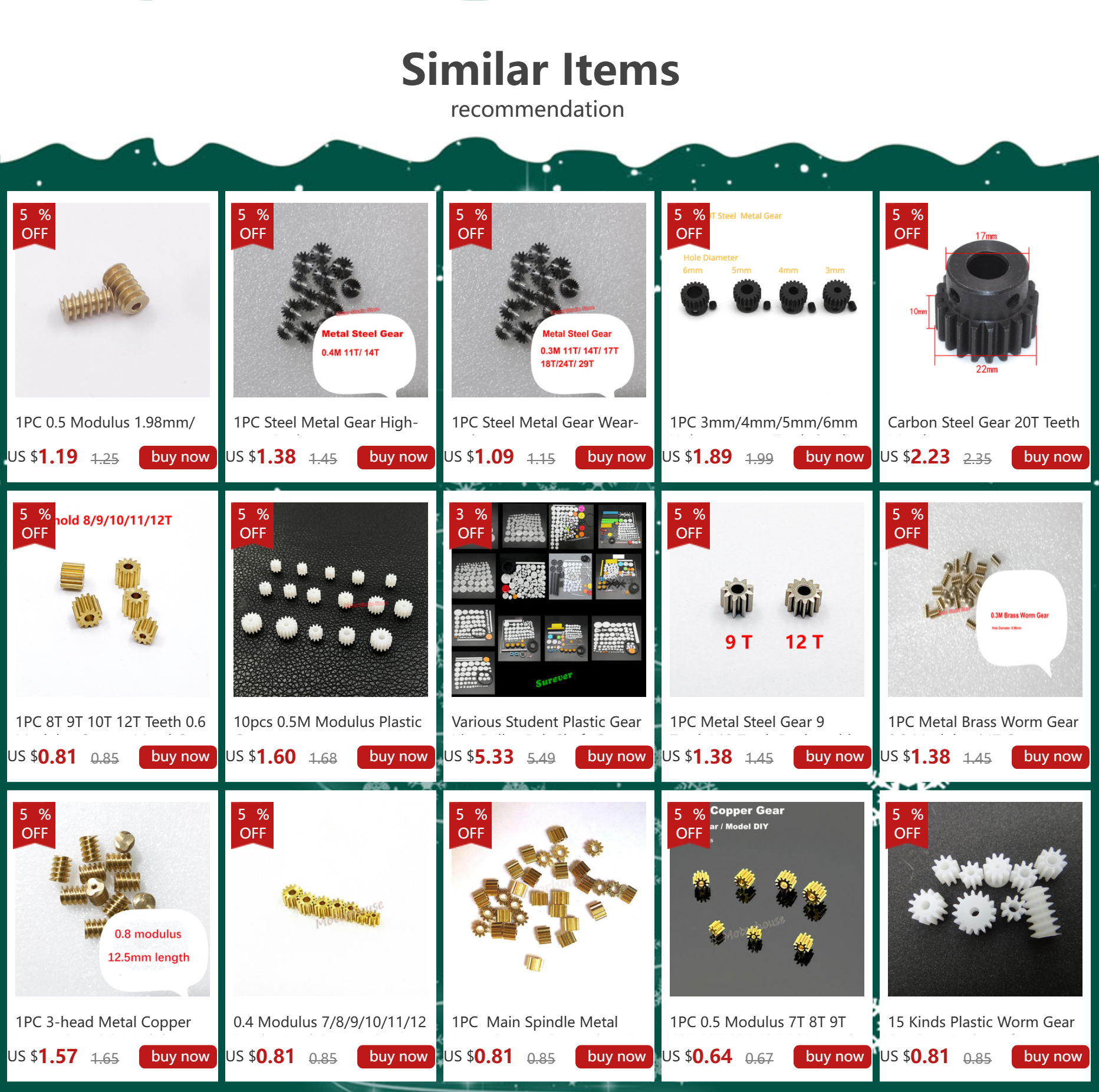 Description Picture 2 of item1PC 0.5 Modulus Copper Metal Worm Spindle Gear 2.28mm/ 2.98mm Hole Diameter 10mm Length for 2.3mm/ 3mm Shaft