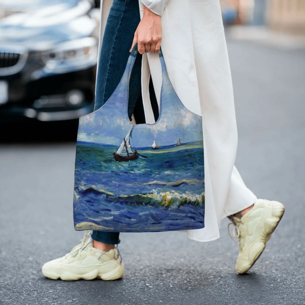 Van gogh impresso shopping bag, portátil shopping