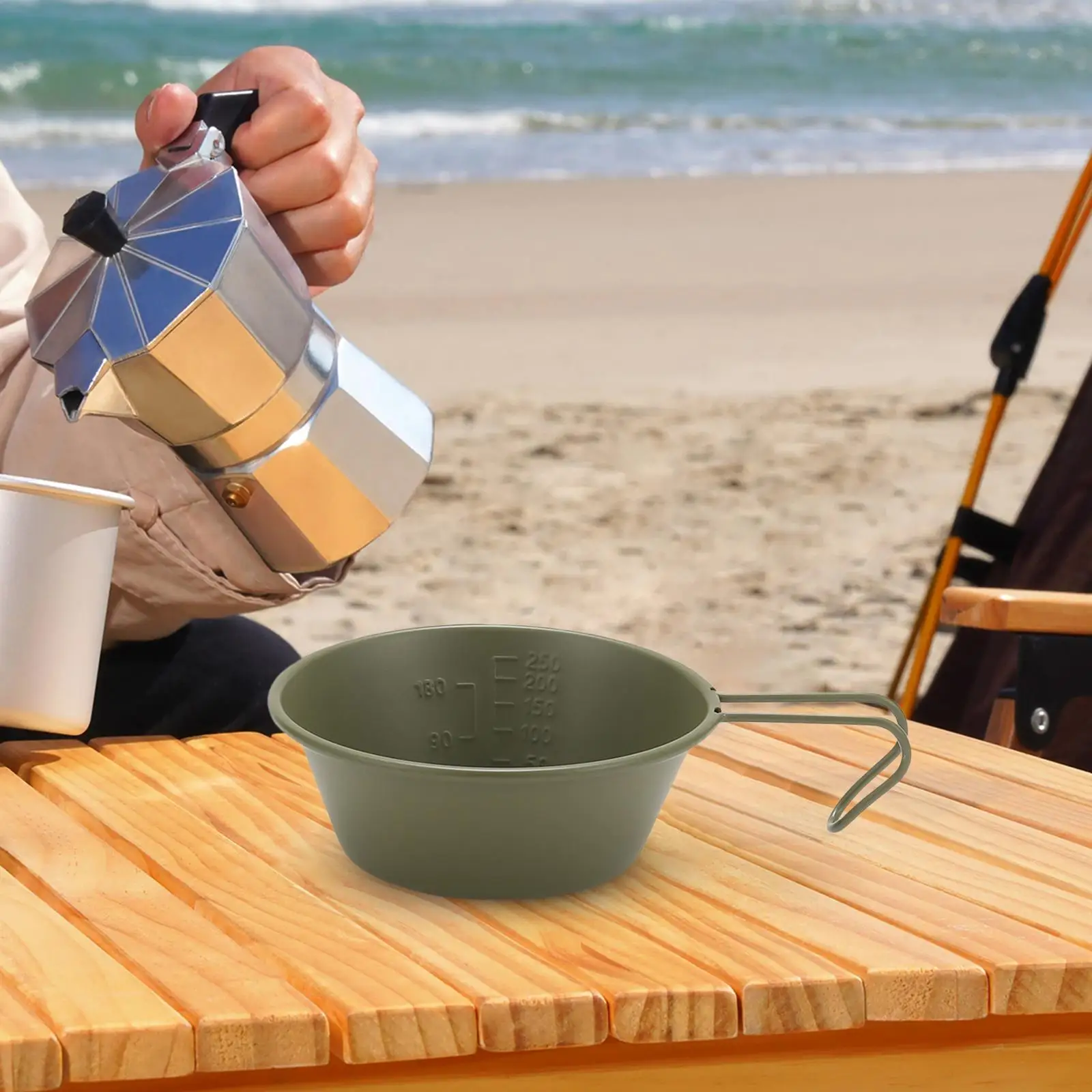 Camping Cups Utensils Mixing Cup Dinnerware Outdoor Cookware Stainless Steel Bowl Pan for Picnic Adventure Travel Cereal Cooking