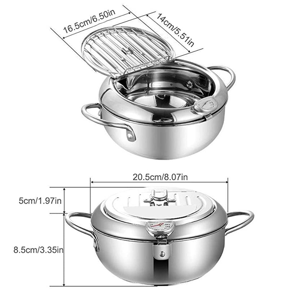 Title 15, Japanese Deep Fryer With Thermometer and Lid 30...