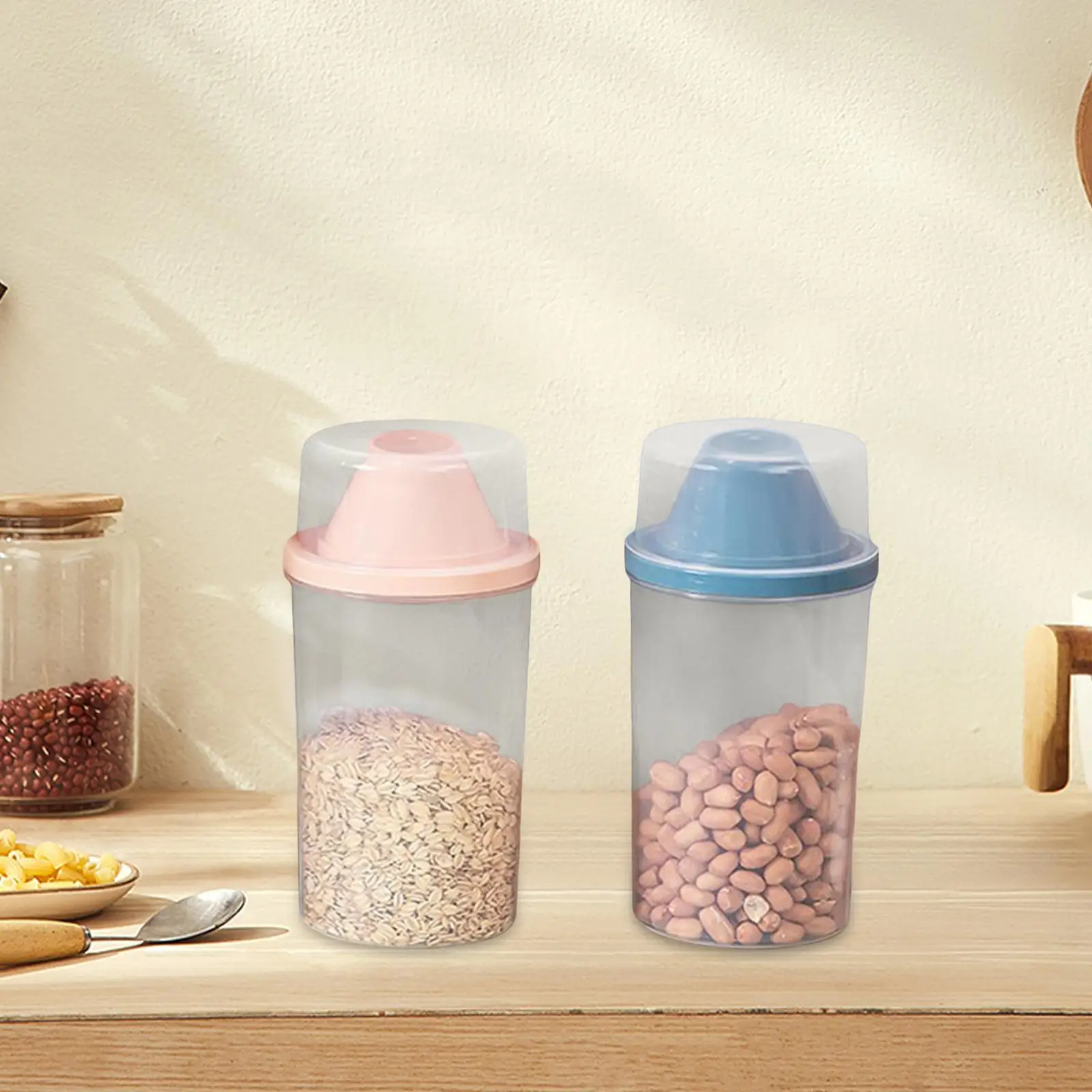 Airtight Food Storage Container Transparent 1000ml with Lid Dispenser Rice Tank for Flour Baking Supplies Beans Sugar Kitchen