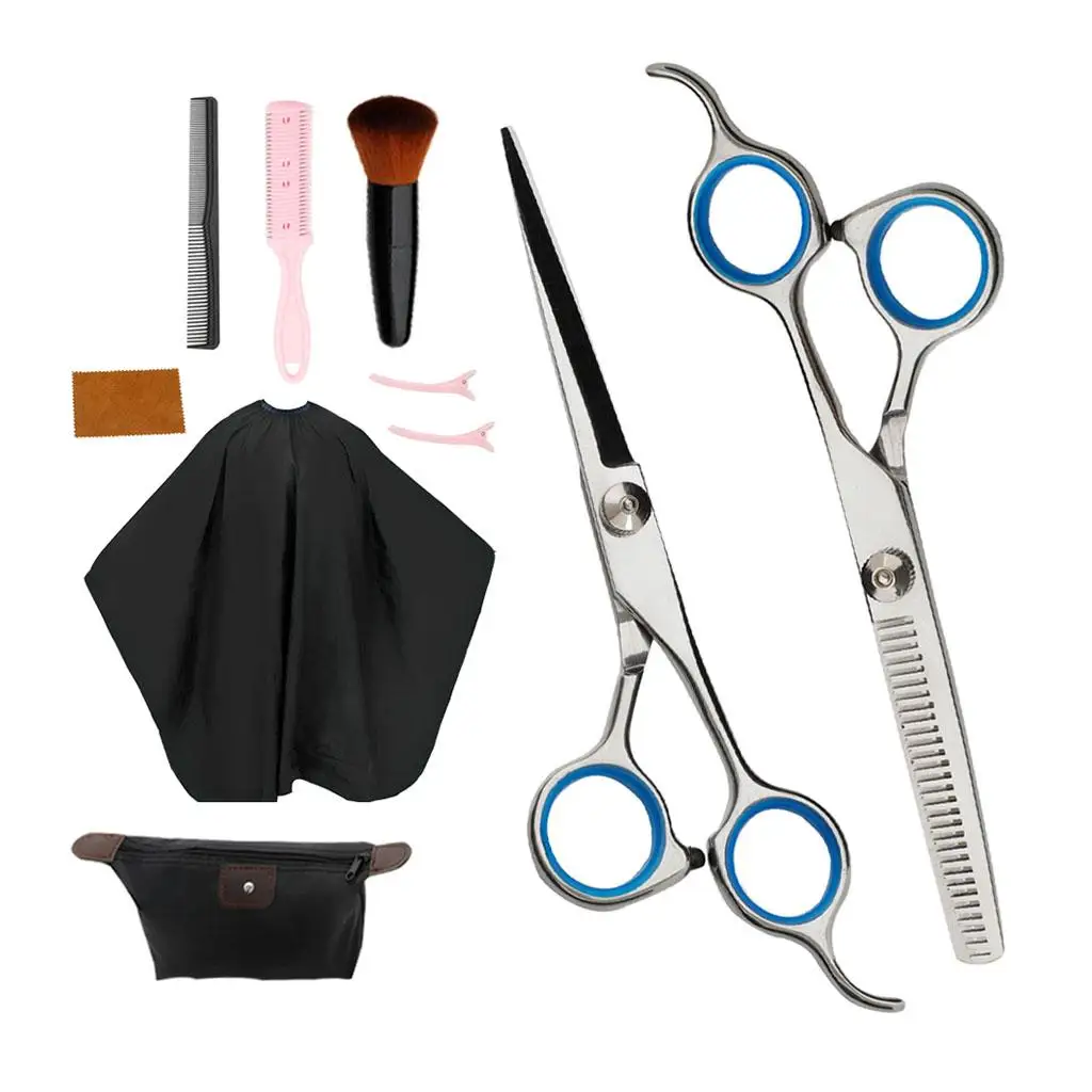 Hairdressing Barber Scissors Brush Hair Cutting Capes Thinning Shears Set