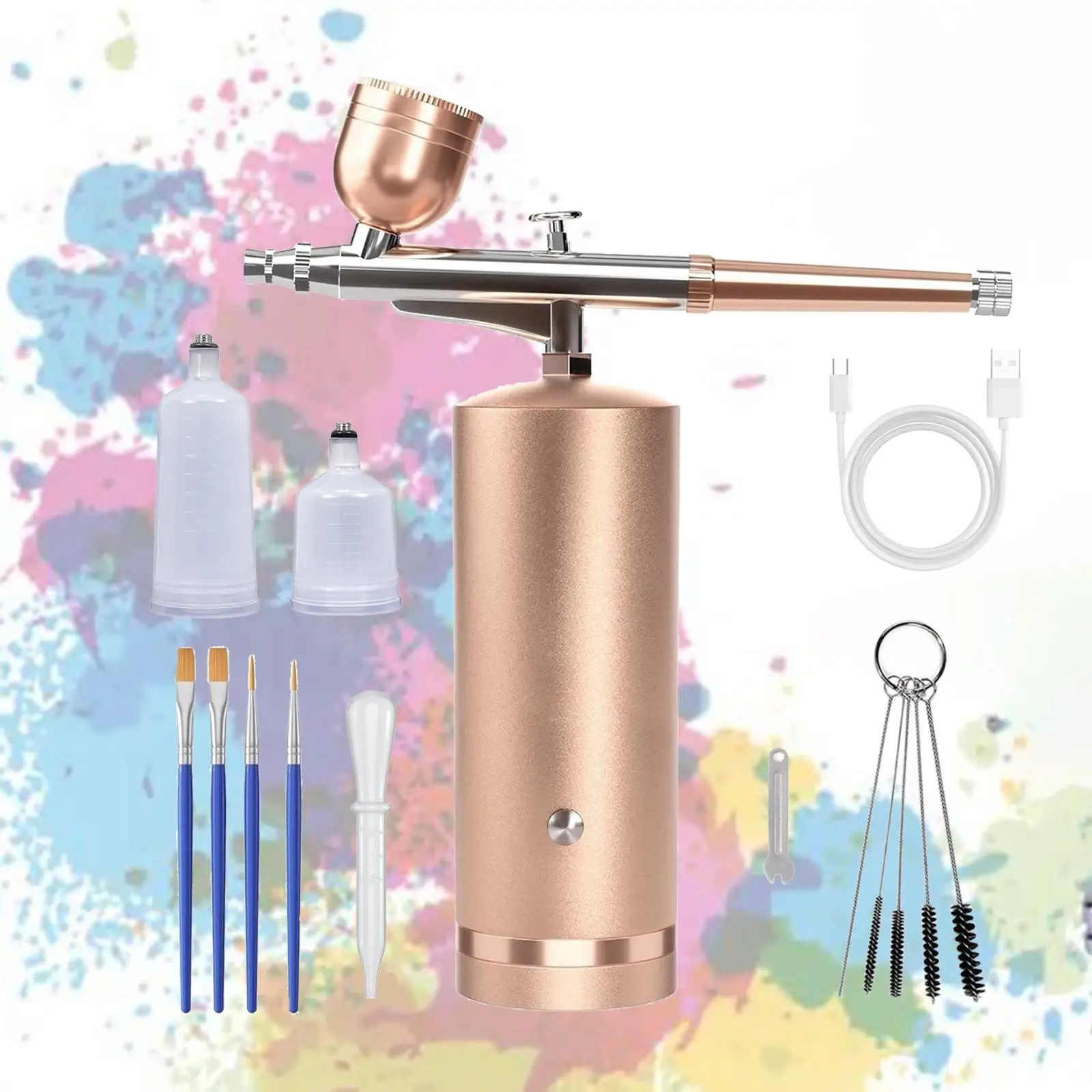 Airbrush Set 48 PSI and Cleaning Brush Set Cake Airbrush Decorating for Cakes Decor Model Coloring Clothes Coloring Makeup Craft