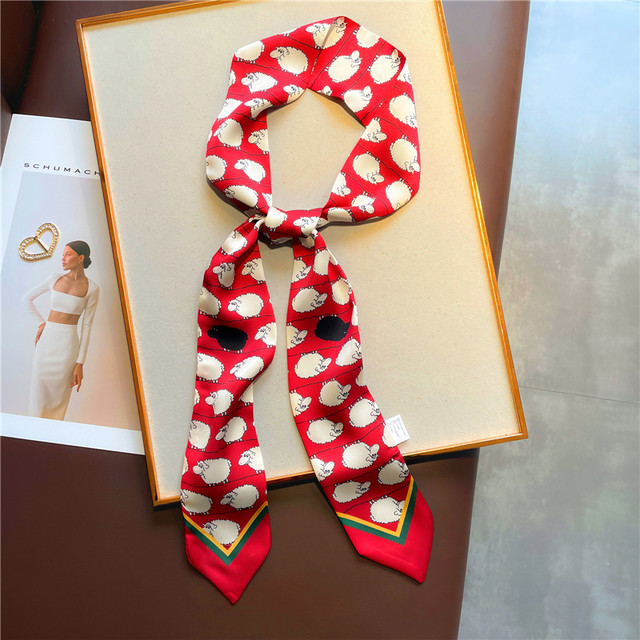 High-grade silk scarves ribbon multifunctional tie hair girl ponytail long narrow  scarf. - AliExpress