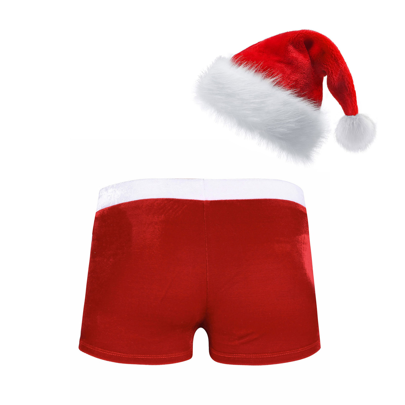 Männer Weihnachten Kostüm Sexy Dessous Set Elastischer Bund Santa Claus Boxer Briefs Shorts mit Hut Karneval Weihnachten Party Clubwear – Detail 37