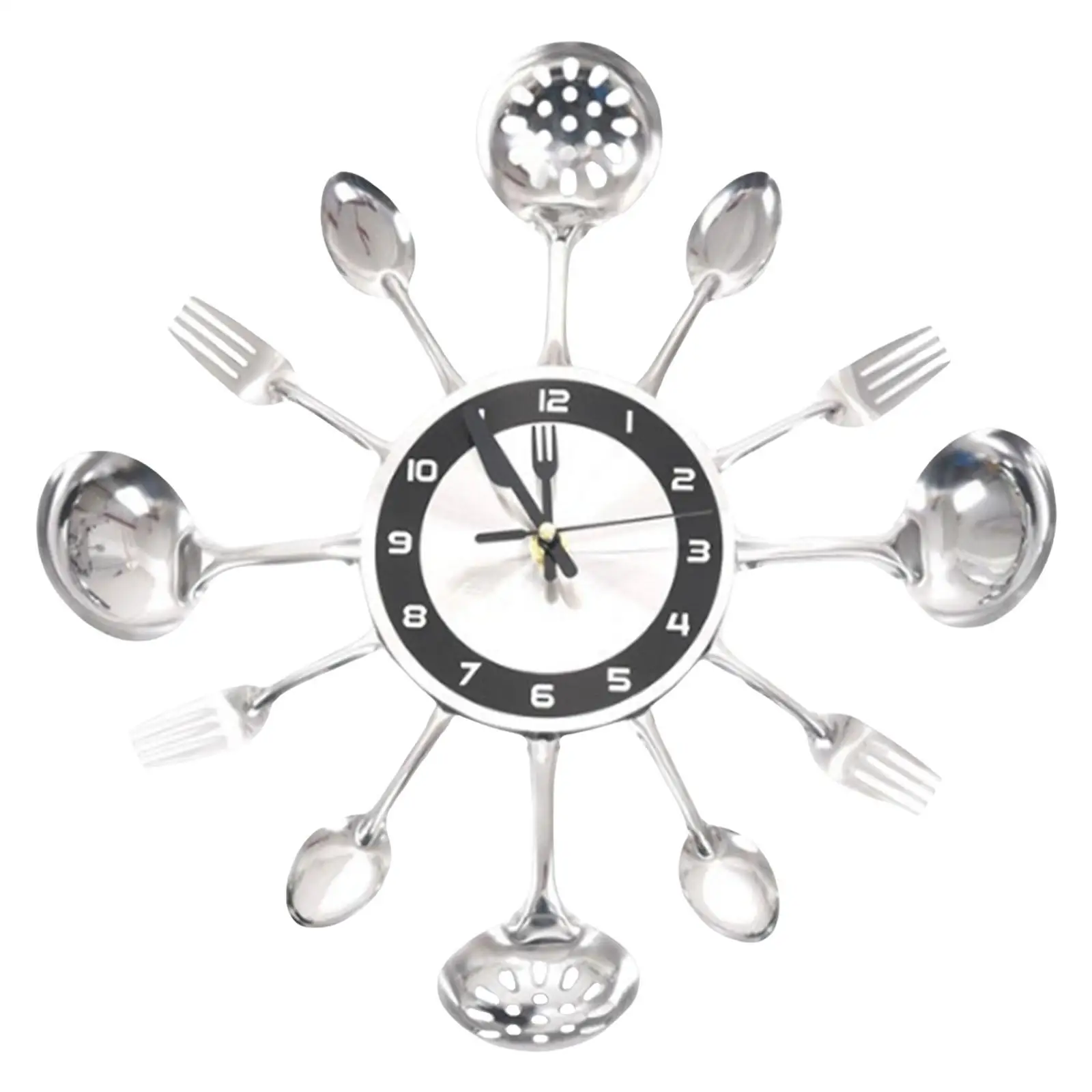 Kitchen Cutlery Wall Clock Cutlery Kitchen Utensil with Forks Spoons Decorative Wall Clock for Restaurant Bedroom Ornaments