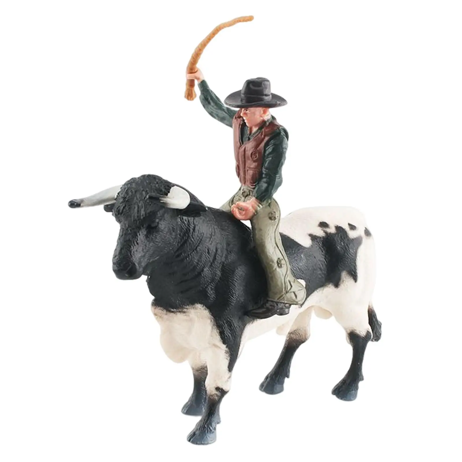 Hand Painted Bull with Rider Figurines Model Home Decor Party Favor Crafts Realistic Detailed Action Figures for Toddlers