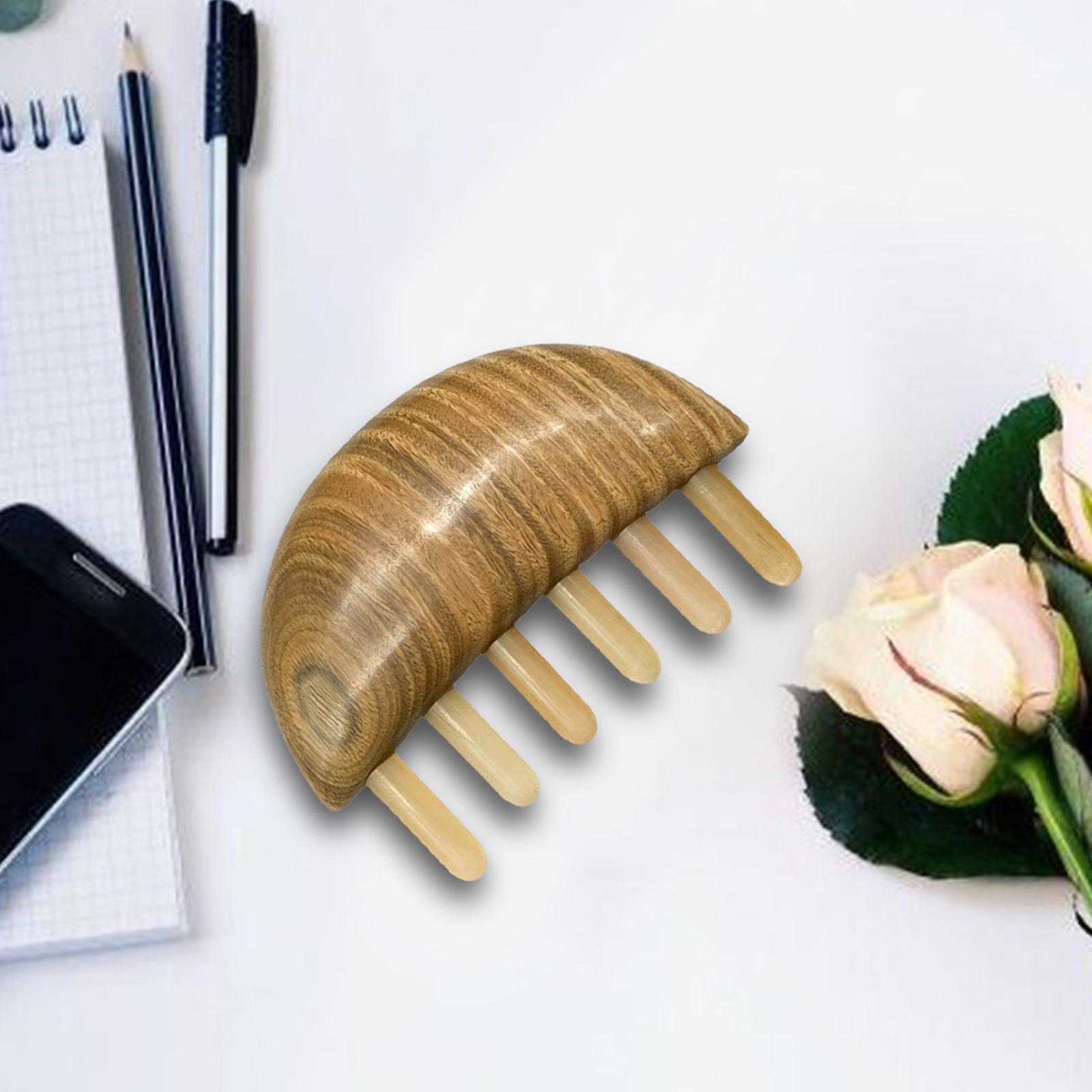 Sandalwood Horn Material Wide Teeth Massage Comb Scalp Comb Multi Functional Anti Static , Refined Traditional Craftsmanship