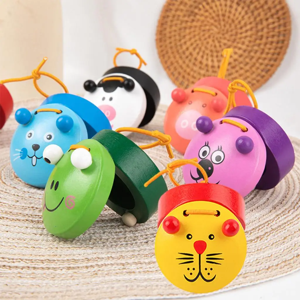 6x Wooden Castanets Toys Percussion Development for Boys Girls Children Baby