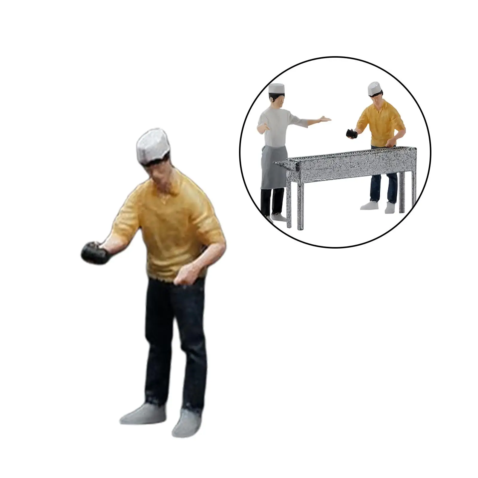 Resin 1/64 BBQ Chef Figures Miniature Movie Props Collections Decoration