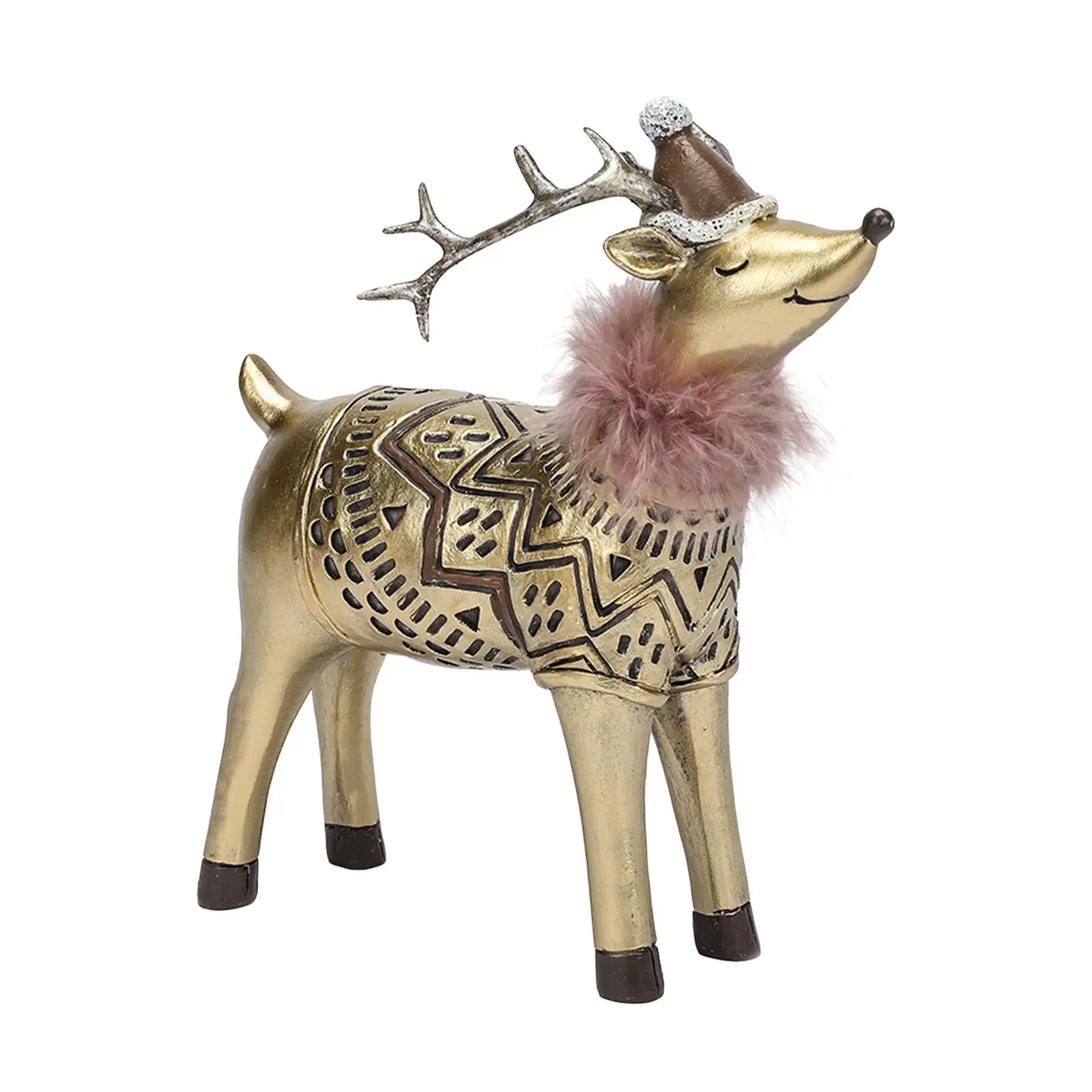 Elk Resin Statue Christmas Ornament Deer Figurine Decor for New Year Party