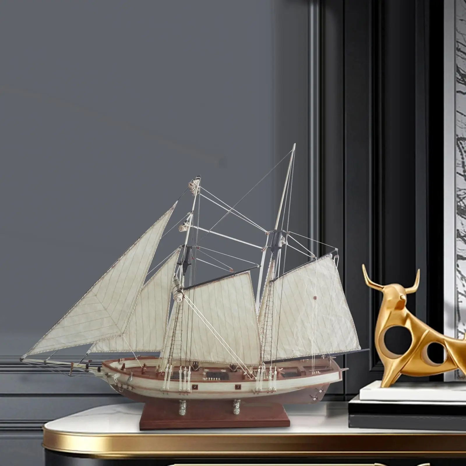 1:70 Scale Sailing Boat Model Ship Wood Model Building Kits DIY Crafts for Home Office Birthday Gift Desk Decor