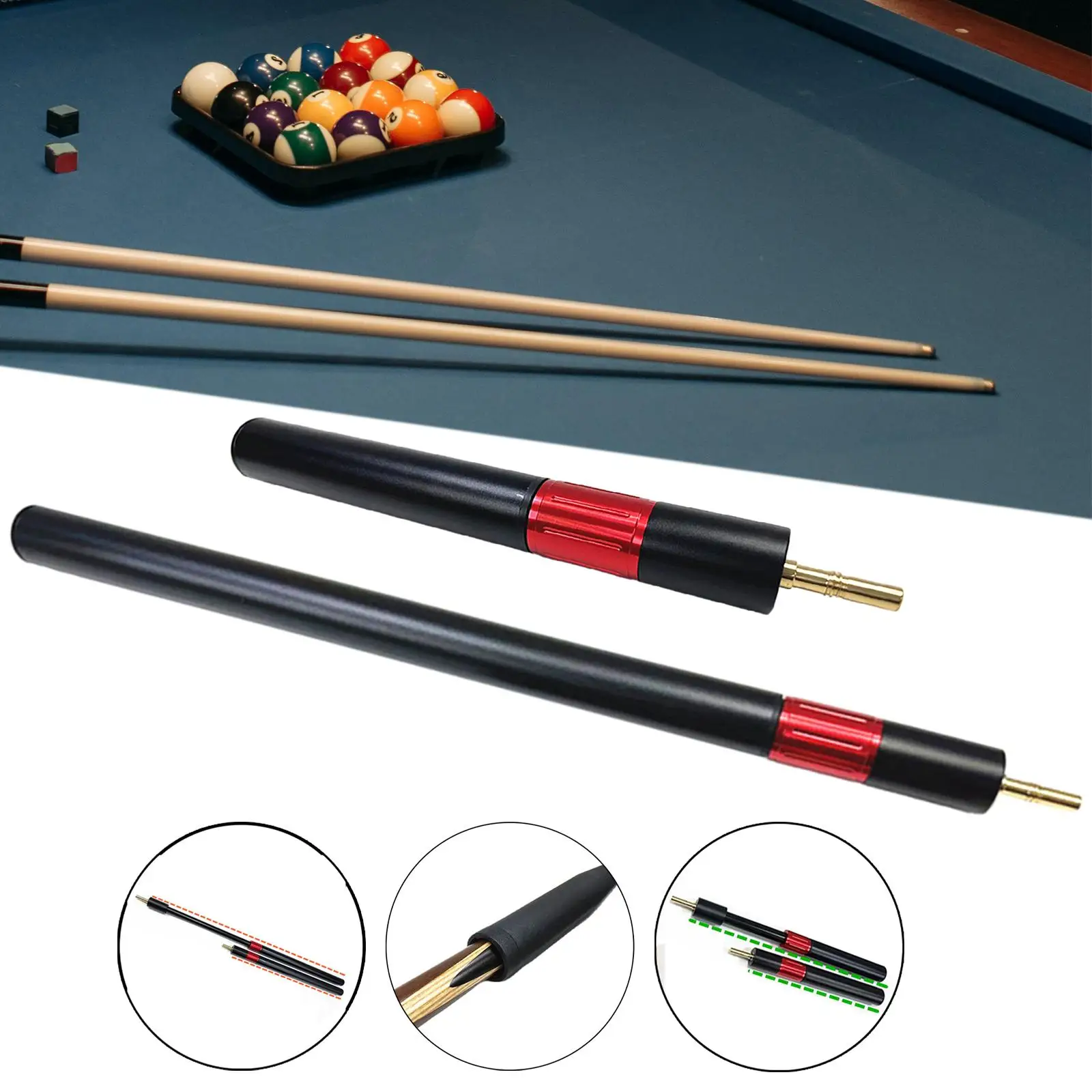 Billiards Cue Extension Attachment, Telescopic Pool Cue Extension Rod End Lengthener